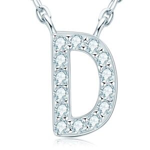 Diamond Moissanite Pave Initial Letter “D” Dainty Chain Adjustable Necklace - D